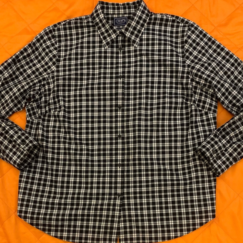 NWOT CHAPS CLASSICS LS No Iron Cotton Plaid Shirt - Picture 2 of 5
